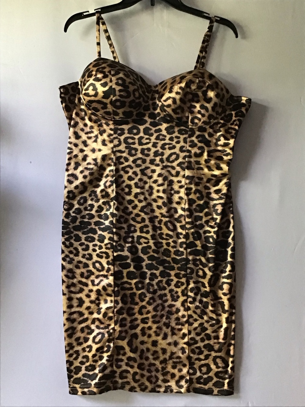 413 Charlotte Russe Leopard-Print Satin Slip Dress in Gold and Black